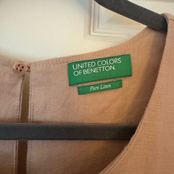 100% Linen United Colors Of Benetton Beige Sleeveless Dress - Picture 3 of 5
